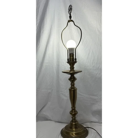 Vintage Mid Century Modern Brass Table Lamp Works 32 Tall No Shade Included
